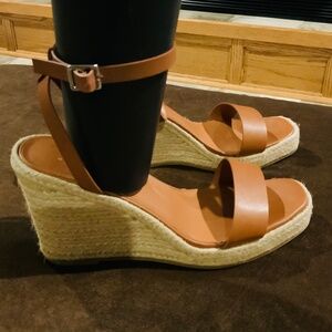 A New Day Brown 8.5 Wedge Platform Sandal Coastal Cottagecore Classic Scandi